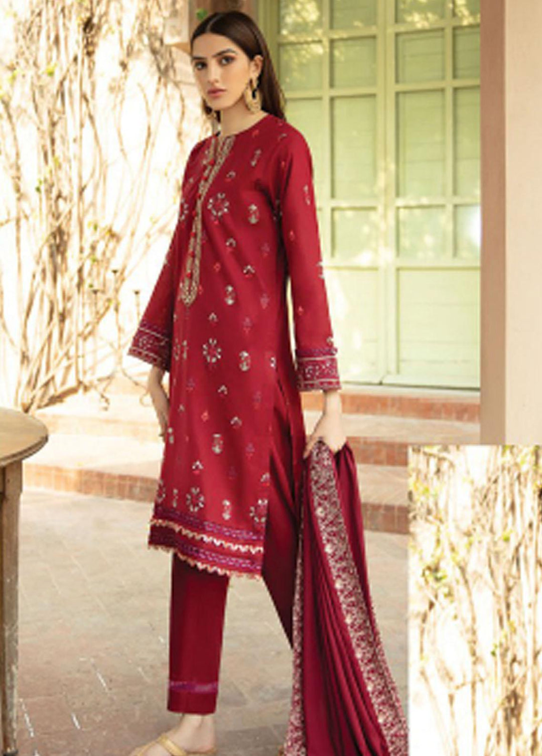 Meeras By Florent Embroidered Khaddar Suits Unstitched 3 Piece FL21M FL-7B - Winter Collection