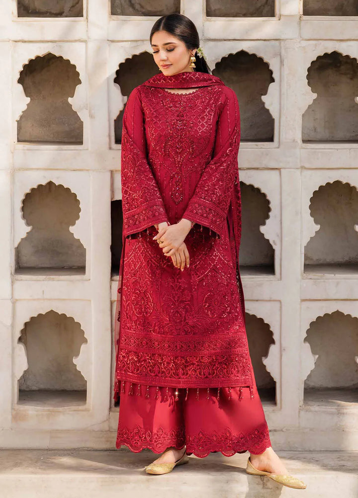 Meeras by Imrozia Serene Embroidered Organza Suit Unstitched 3 Piece IM25ME I-219 Ruby - Luxury Collection