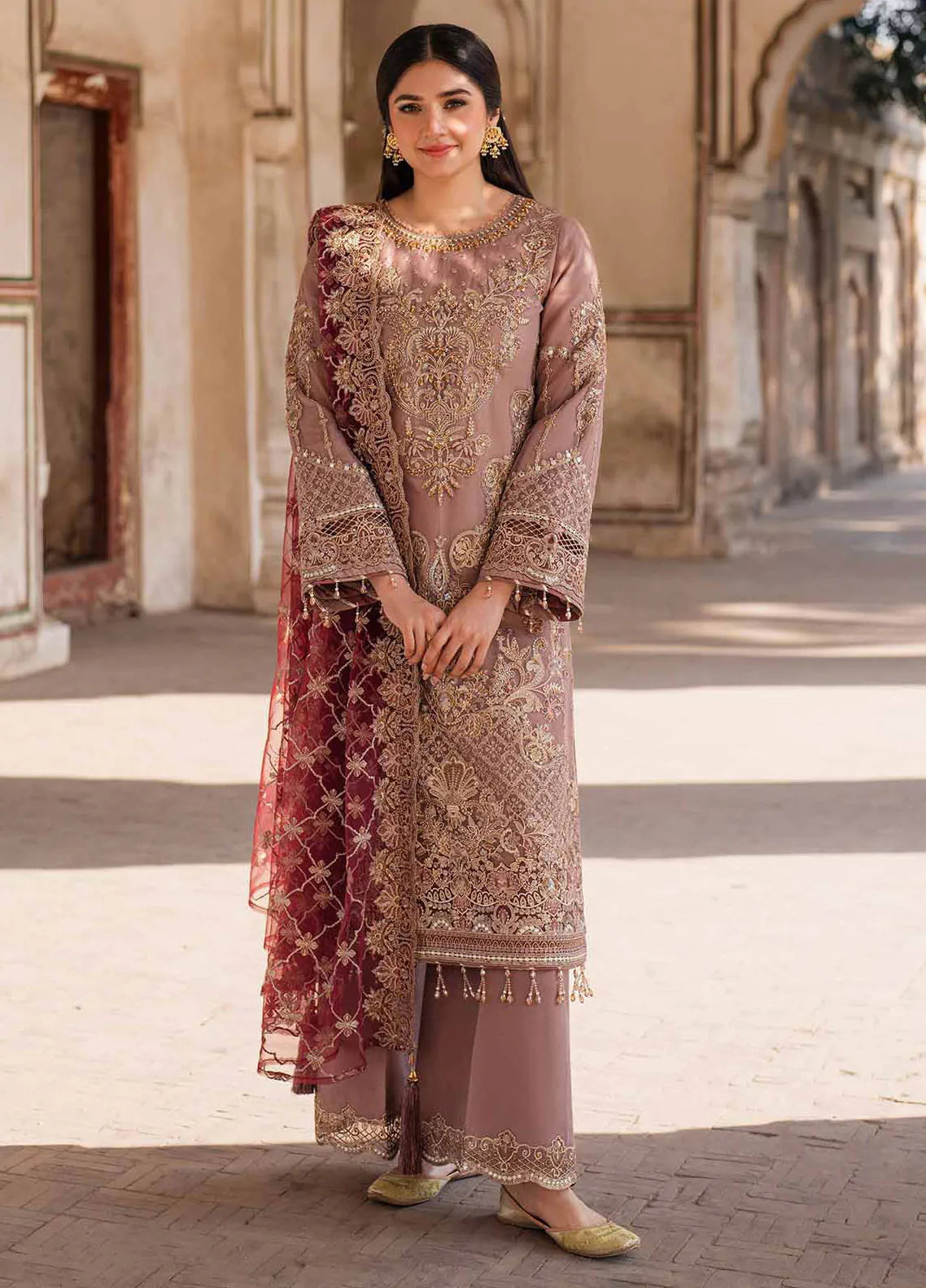 Vasl-e-Meeras By Alizeh Fashion Embroidered Organza Suits Unstitched 3 Piece AFB22VM 02 Naranj - Festive Collection main image 1