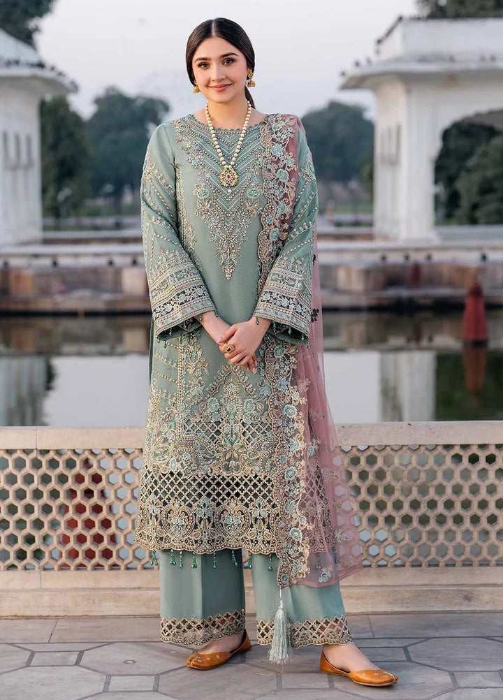 Meeras by Imrozia Serene Embroidered Organza Suit Unstitched 3 Piece IM25ME I-221 Zamurd - Luxury Collection