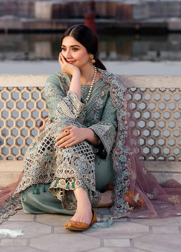 Meeras by Imrozia Serene Embroidered Organza Suit Unstitched 3 Piece IM25ME I-221 Zamurd - Luxury Collection