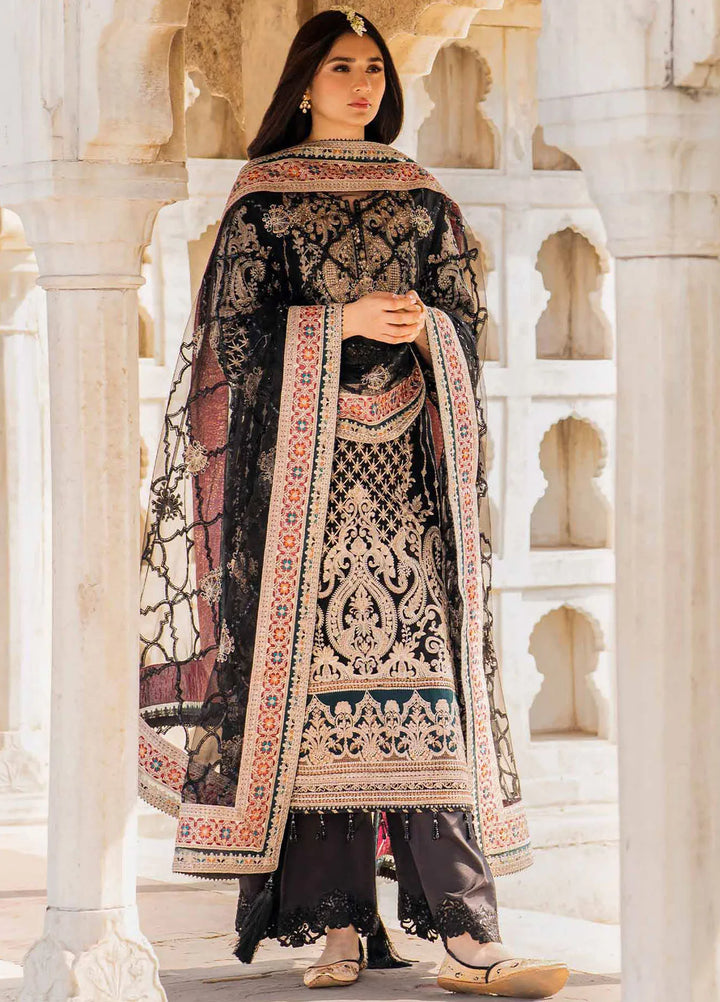 Meeras by Imrozia Serene Embroidered Organza Suit Unstitched 3 Piece IM25ME I-222 Aqiq - Luxury Collection