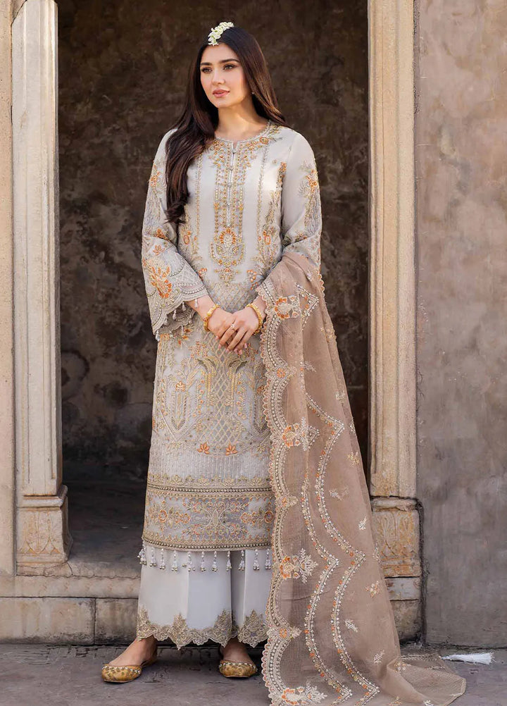 Meeras by Imrozia Serene Embroidered Organza Suit Unstitched 3 Piece IM25ME I-224 Mushk - Luxury Collection