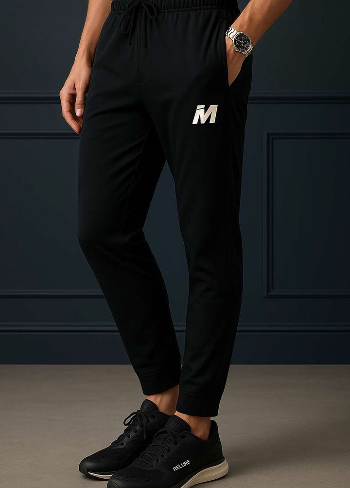 Meerina by HinShah  Plain Polyester  Black Jogger pant