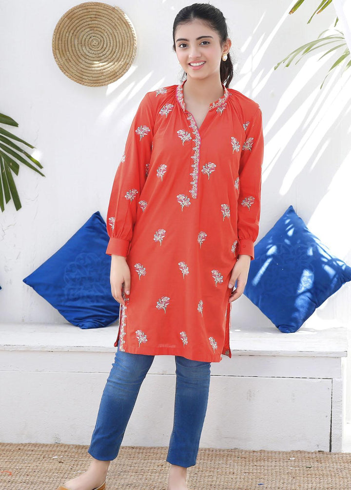 Modest Cotton Embroidered Kurti for Girls -  MS23M Azmiya