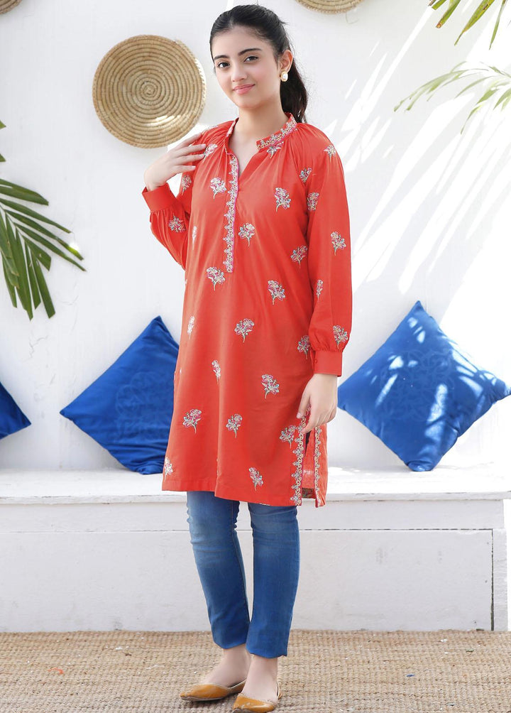 Modest Cotton Embroidered Kurti for Girls -  MS23M Azmiya