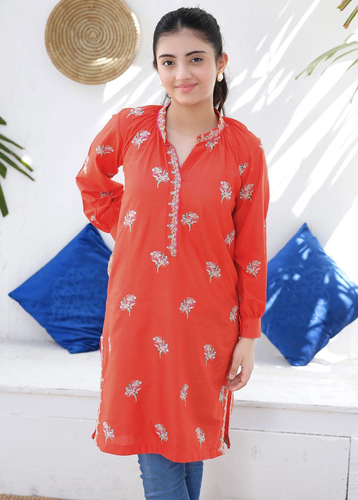 Modest Cotton Embroidered Kurti for Girls -  MS23M Azmiya