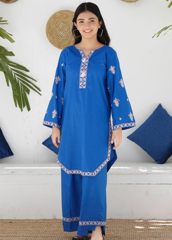 Modest Cotton Embroidered 2 Piece Suit for Girls -  MS23M Ferozay