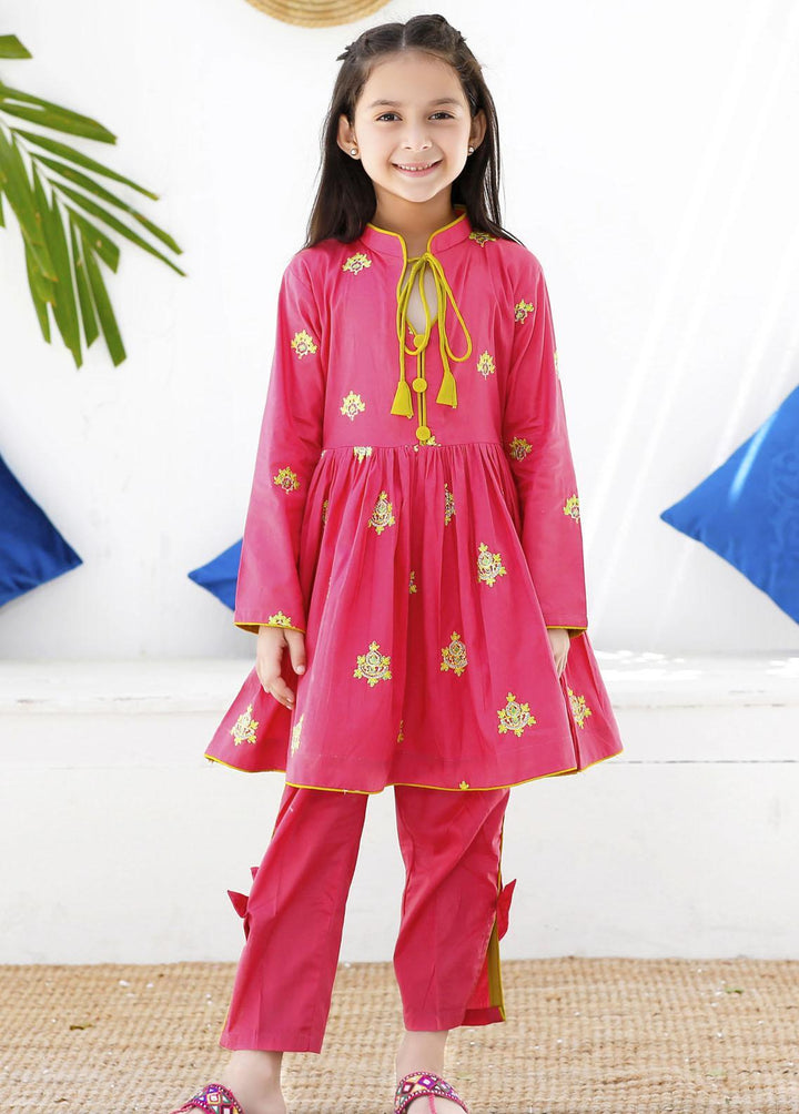 Modest Cotton Embroidered 2 Piece Suit for Girls -  MS23M Meesam
