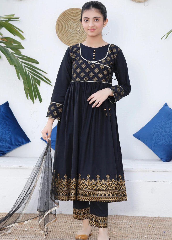 Modest Cotton Embroidered 3 Piece Suit for Girls -  MS23M Zayla