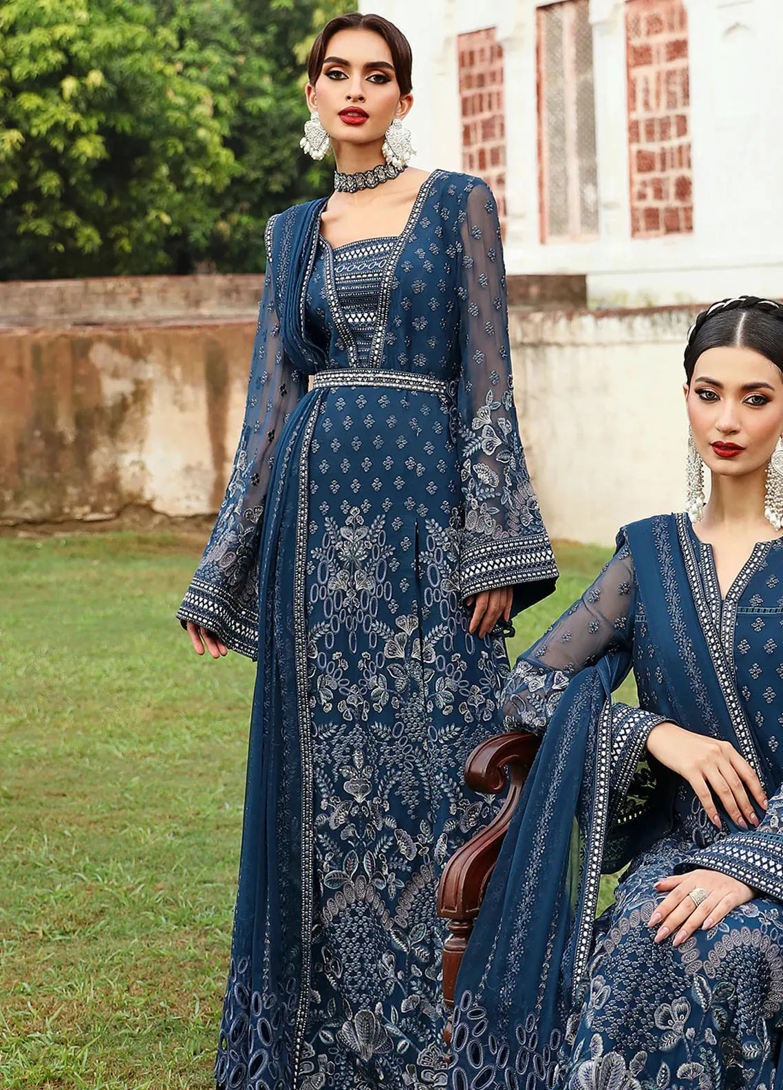 Flossie Embroidered Chiffon Suits Unstitched 3 Piece GRIS ELEGANTE - Luxury Collection main image 1