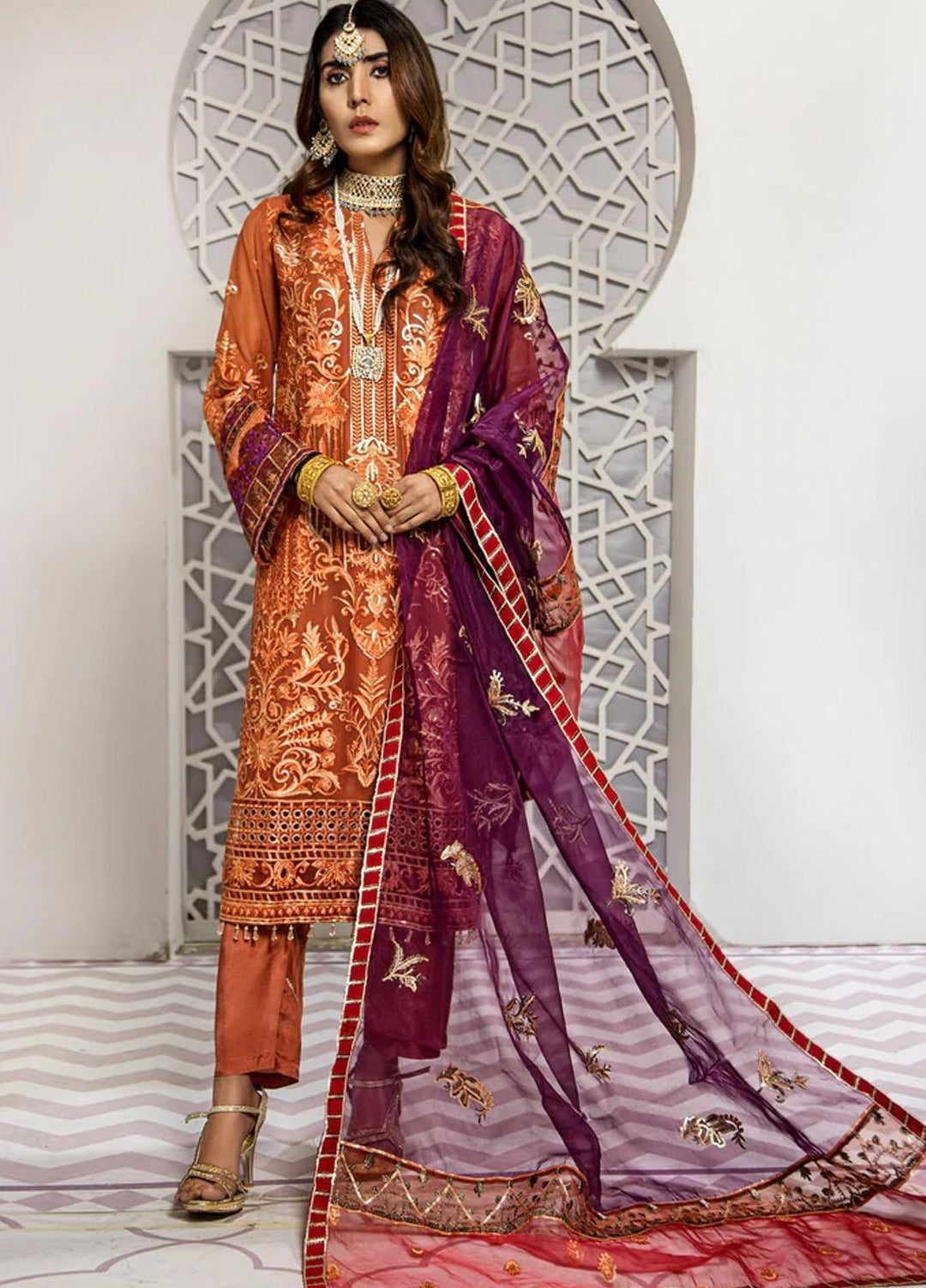 Agha Jaan Pret Chiffon 3 Piece Suit AJ22MR NB-24