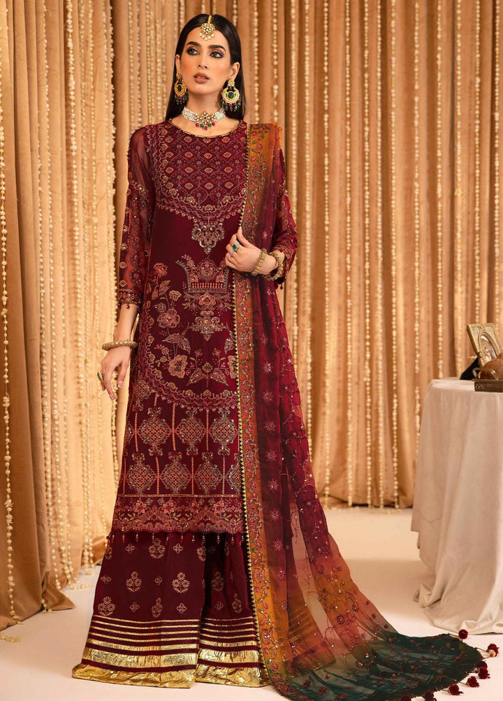 Mehfil-e-Uroos By Alizeh Fashion Embroidered Chiffon Suits Unstitched 3 Piece AFB23MU D-01 Roheen - Festive Collection