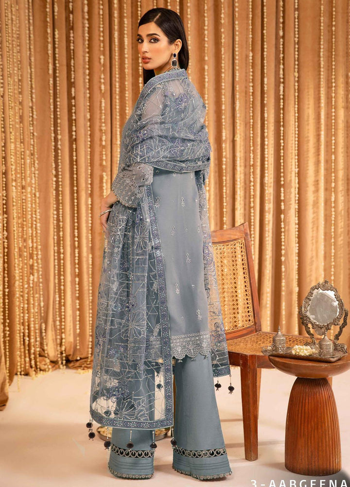 Mehfil-e-Uroos By Alizeh Fashion Embroidered Chiffon Suits Unstitched 3 Piece AFB23MU D-03 Aabgheena - Festive Collection