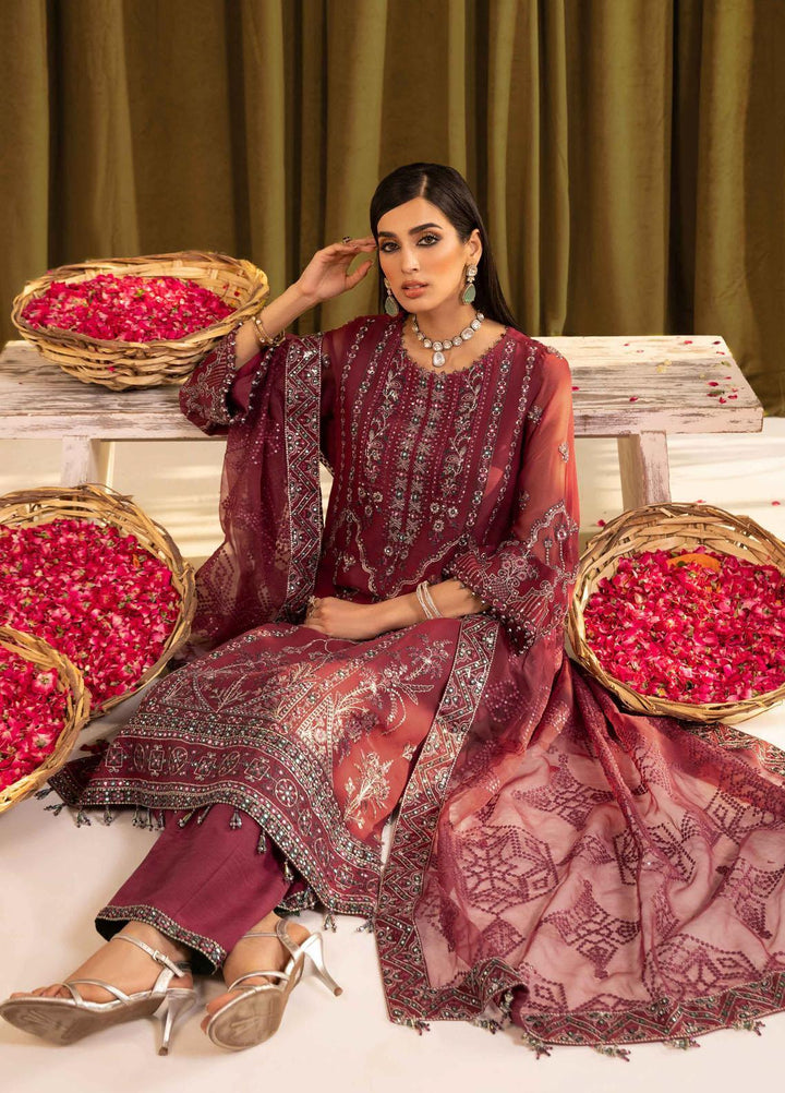 Mehfil-e-Uroos By Alizeh Fashion Embroidered Chiffon Suits Unstitched 3 Piece AFB23MU D-04 Famya - Festive Collection