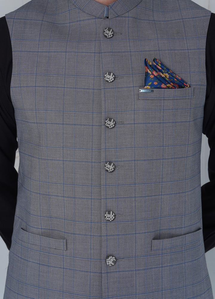 Sanaulla Exclusive Range Cotton Formal Waistcoat for Men -  W-1290 Light Grey