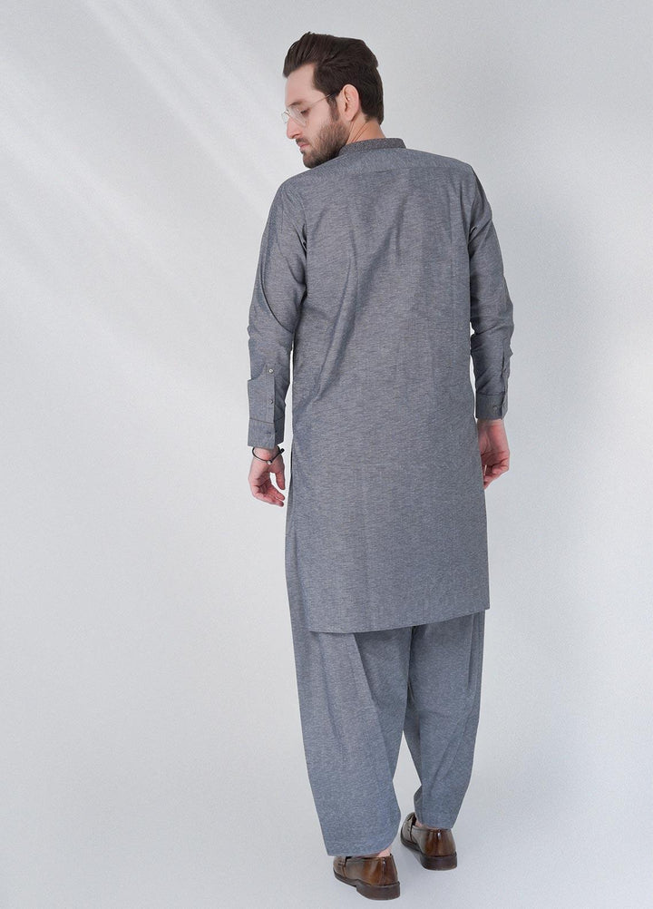 Sanaulla Exclusive Range Cotton Formal Shalwar Kameez for Men -  C-9155 Grey