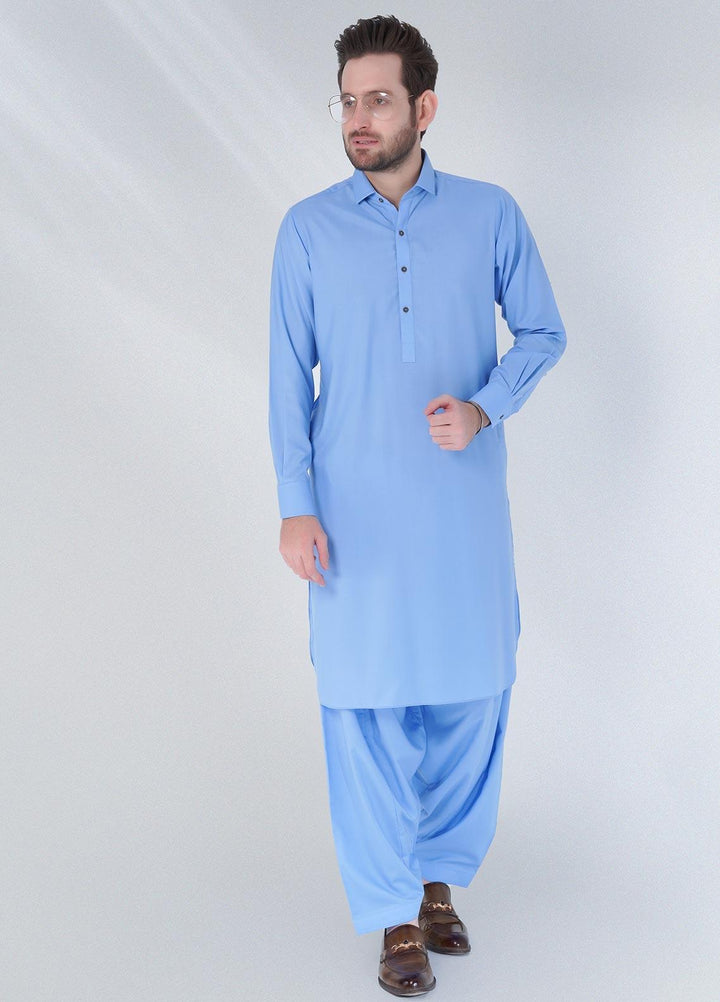 Brands & Blends Cotton Formal Shalwar Kameez for Men -  D#04 Sky Blue