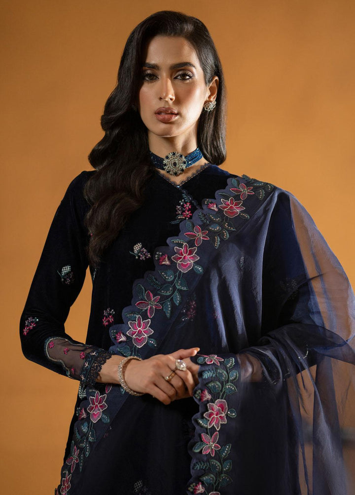 Meraki By Seran Embroidered Velvet Suits Unstitched 3 Piece SRN23MK D-06 Majestic Blue - Formal Collection