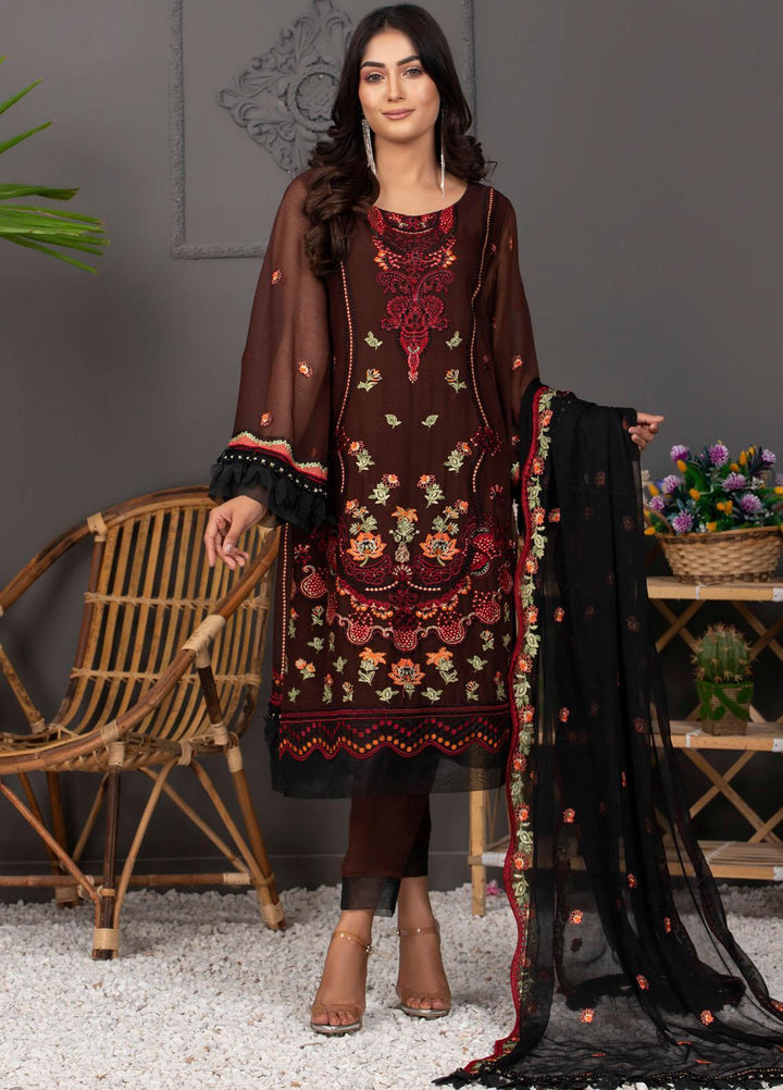 Meraki by ZS Textiles Embroidered Chiffon Suits Unstitched 3 Piece ZS21-M3 15 - Luxury Collection