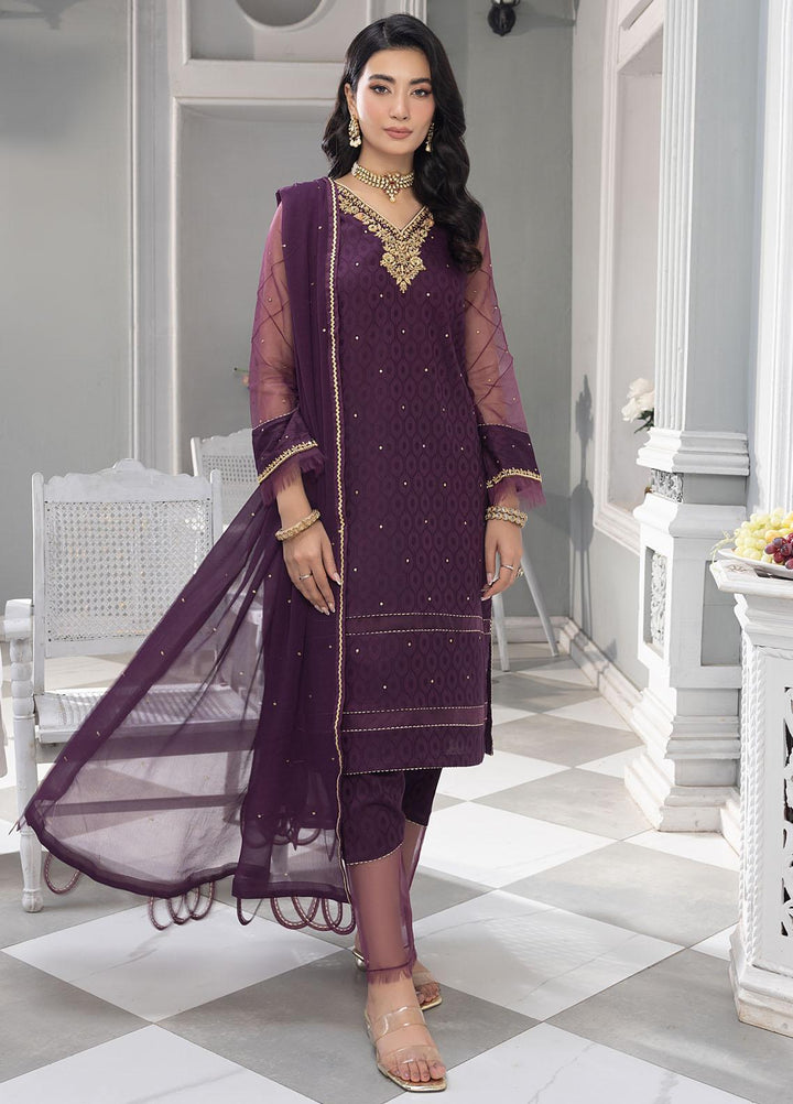 Merakish By Shahzeb Textiles Embroidered Jacquard Suits Unstitched 3 Piece ST23MKJ Maroon - Festive Collection