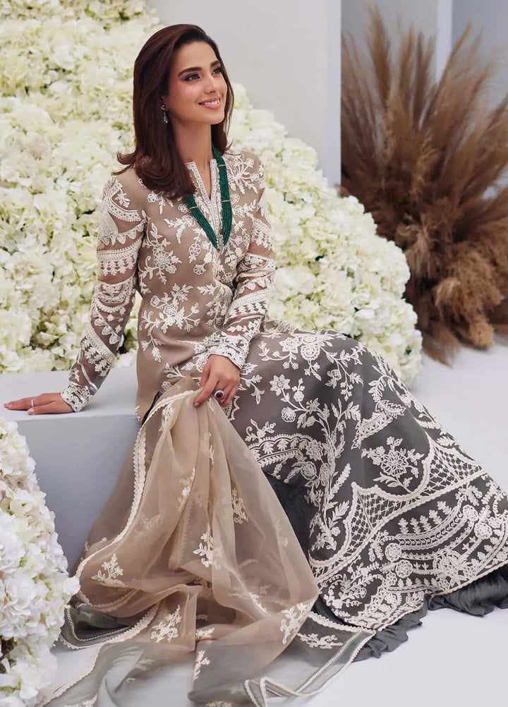 Mina Hasan Embroidered Organza Suit Unstitched 3 Piece Inaaya - Formal Collection
