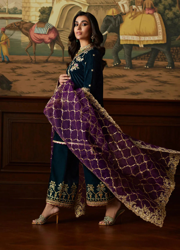 Mina Hasan Embroidered Velvet Suit Unstitched 3 Piece MNH24VL Amani - Formal Collection