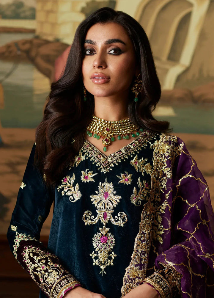 Mina Hasan Embroidered Velvet Suit Unstitched 3 Piece MNH24VL Amani - Formal Collection