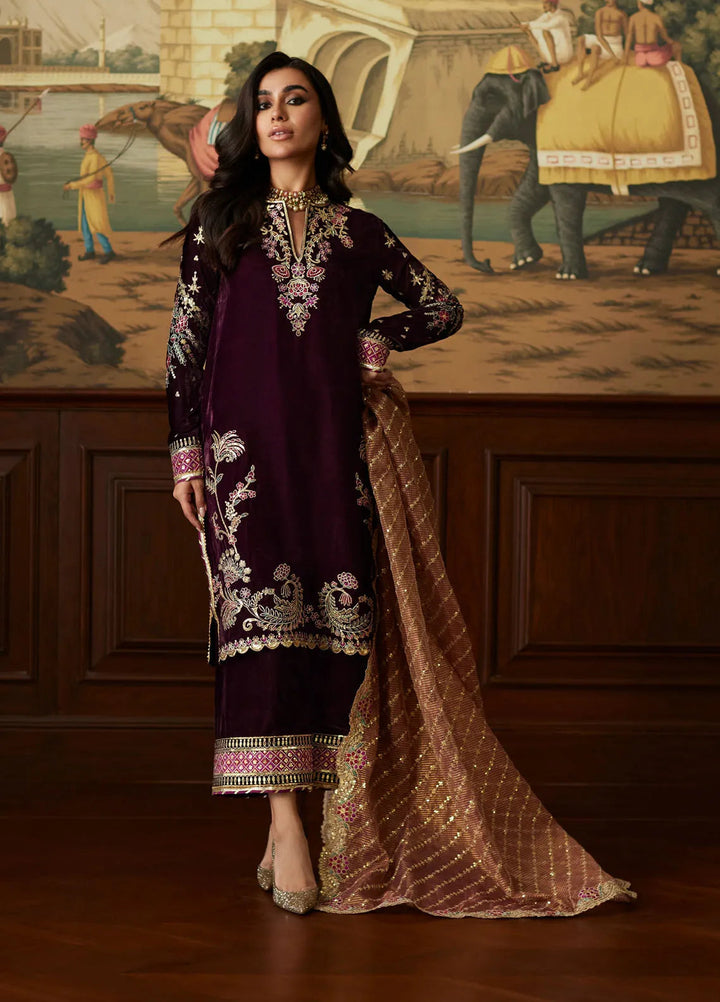 Mina Hasan Embroidered Velvet Suit Unstitched 3 Piece MNH24VL Ayesha - Formal Collection