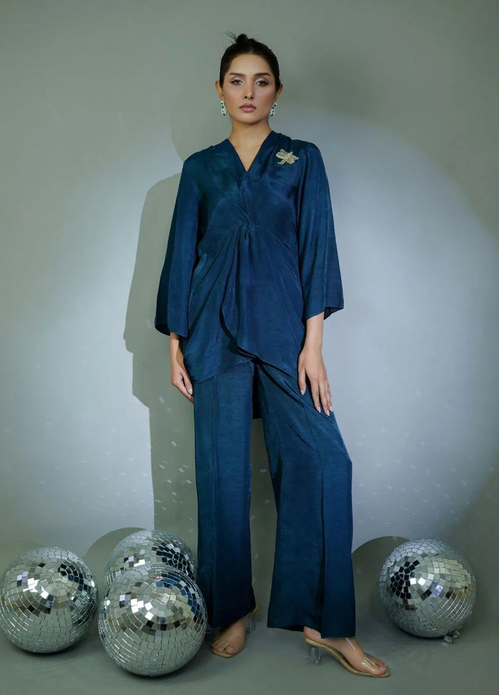 Minutiae Pret Embroidered Silk 2 Piece Suit Cielo