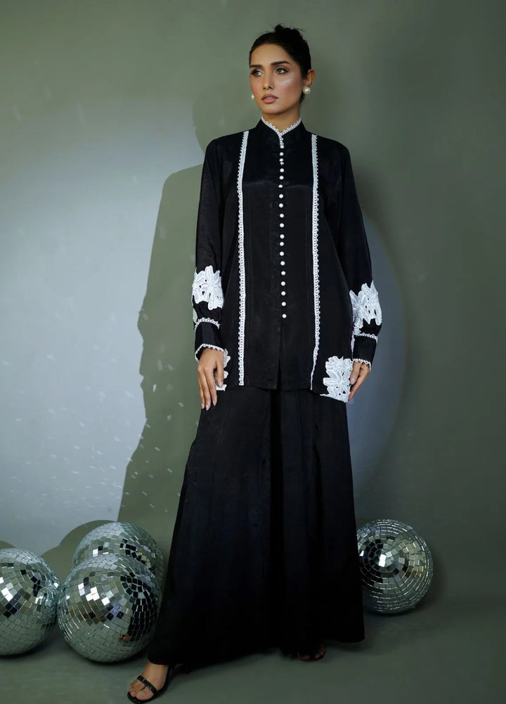 Minutiae Pret Embroidered Silk 2 Piece Suit Onyx