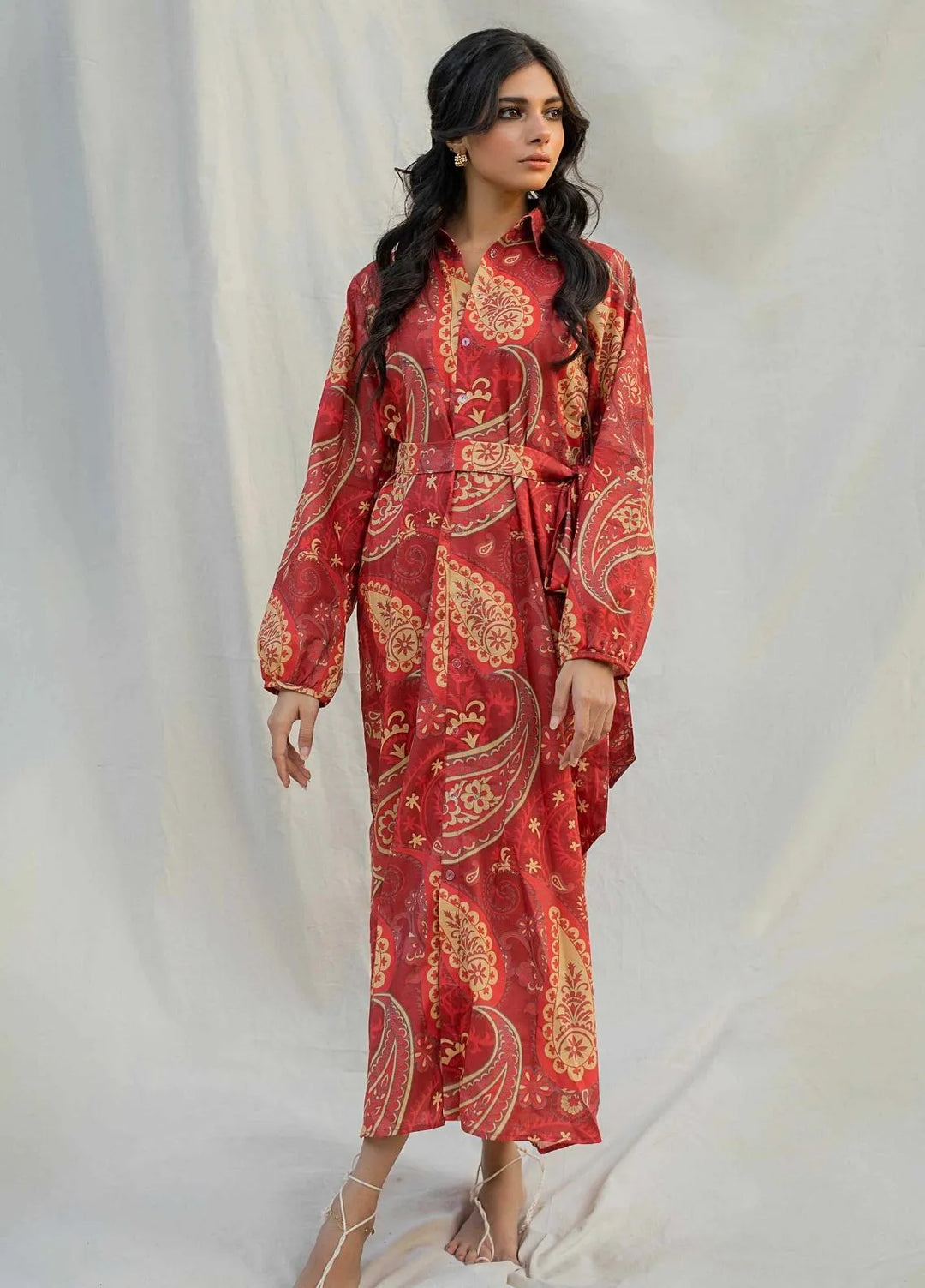 Minutiae Pret Printed Cotton Shirt Vermillion