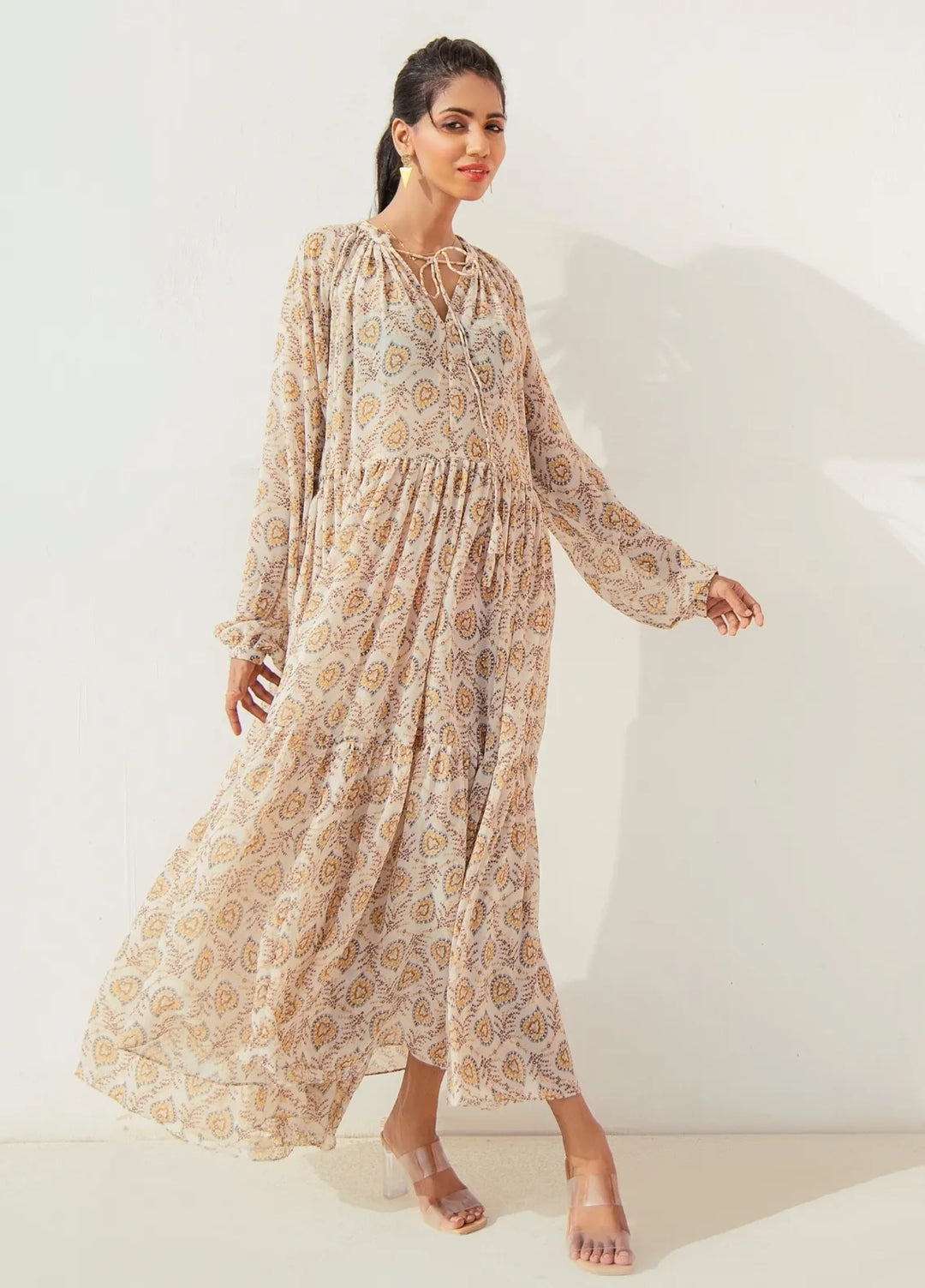Minutiae Pret Printed Light Georgette 1 Piece Suit Printed Tiered Dress