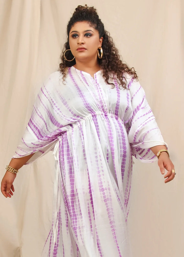 Minutiae Pret Printed Silk 1 Piece Suit Tie-Dye Kaftan Lilac