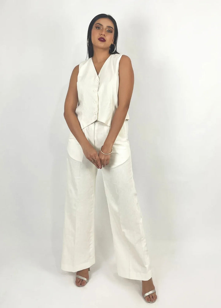 Minutiae Pret Solid Irish Linen 2 Piece Suit Dove Waist Coat Co-Ord