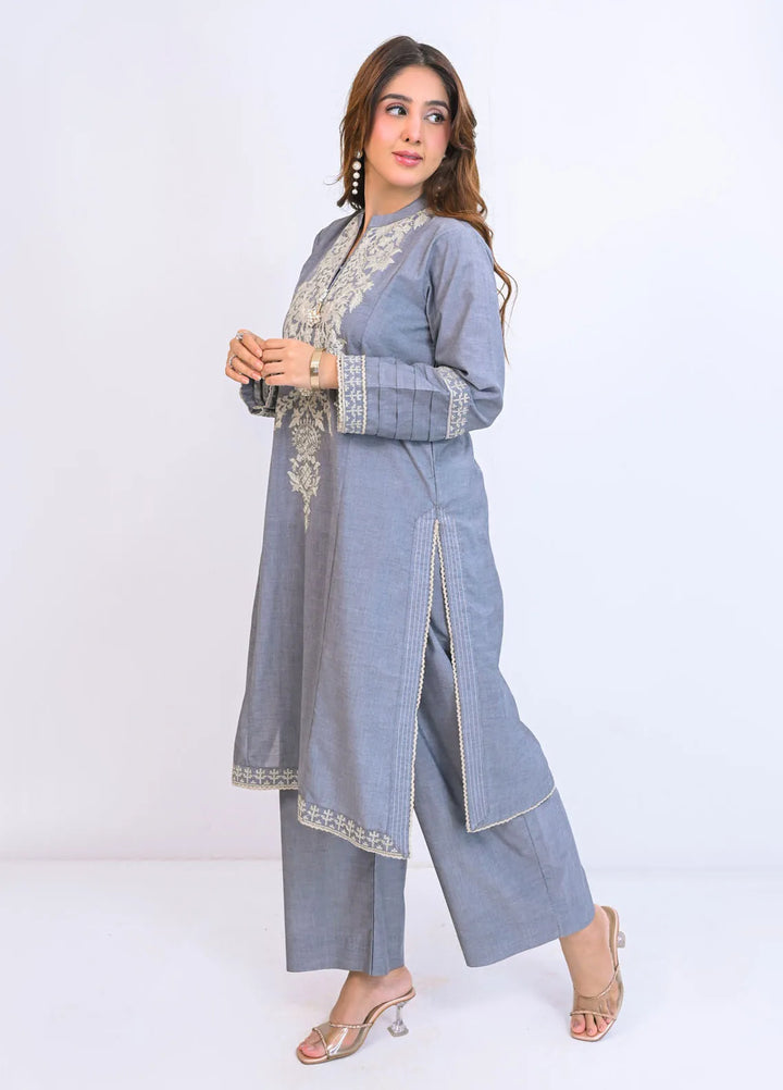 Miorah by Ayla Pret Embroidered Chambrey 2 Piece Suit Fitoor