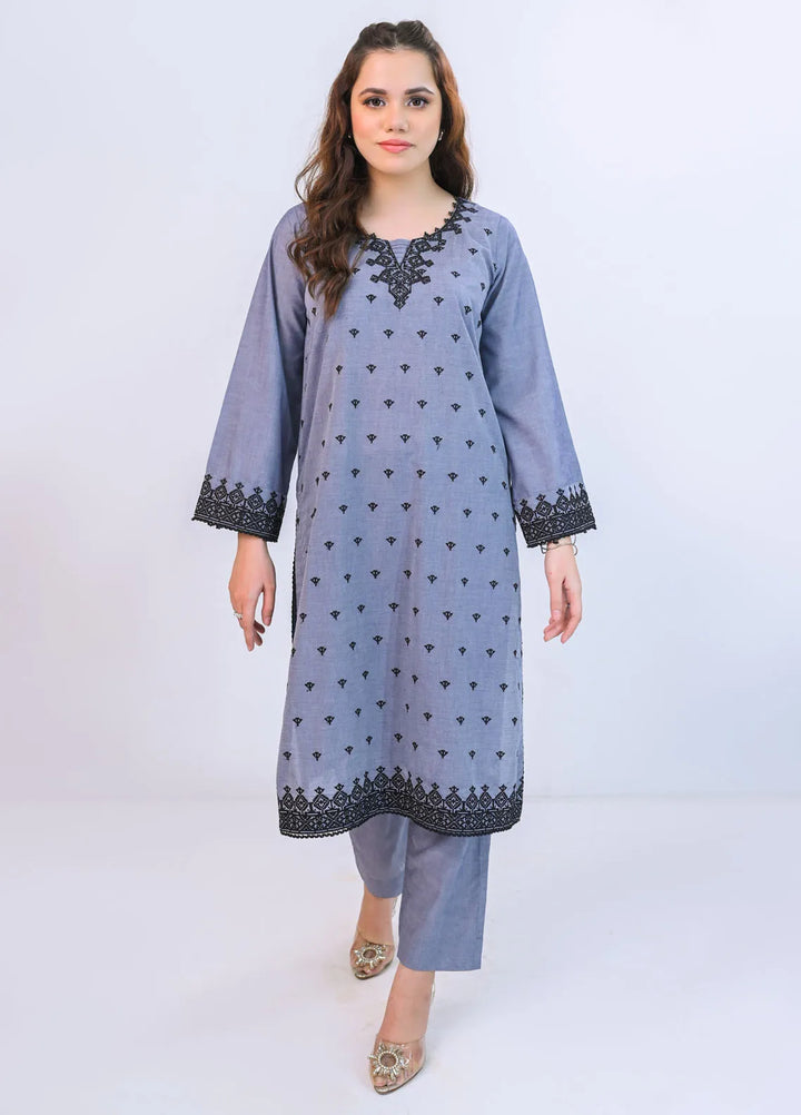 Miorah by Ayla Pret Embroidered Chambrey 2 Piece Suit Leila