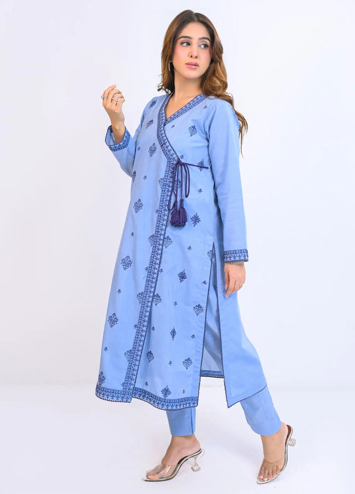 Miorah by Ayla Pret Embroidered Chambrey 2 Piece Suit Samaa