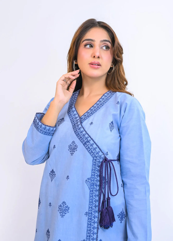 Miorah by Ayla Pret Embroidered Chambrey 2 Piece Suit Samaa
