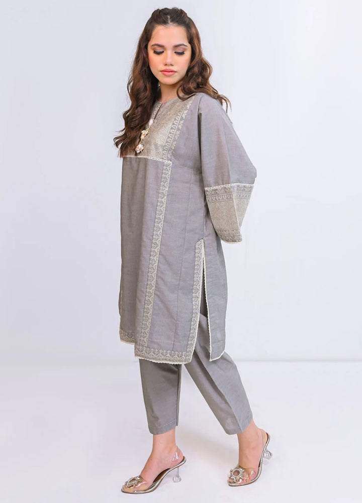 Miorah by Ayla Pret Embroidered Chambrey 2 Piece Suit Shafaq