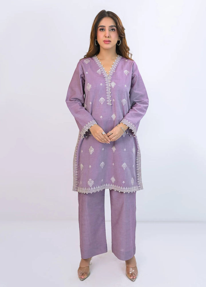 Miorah by Ayla Pret Embroidered Chambrey 2 Piece Suit Tamanna
