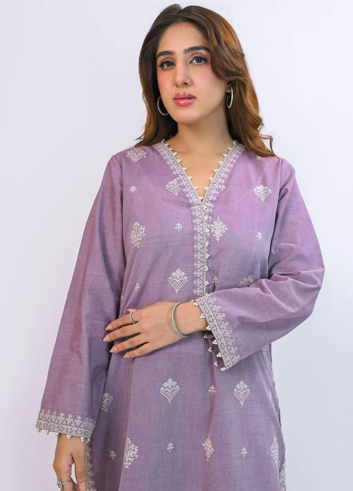 Miorah by Ayla Pret Embroidered Chambrey 2 Piece Suit Tamanna