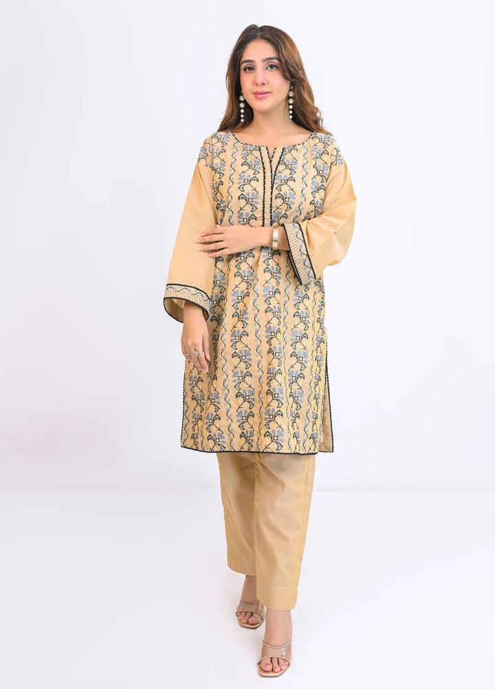 Miorah by Ayla Pret Embroidered Chambrey 2 Piece Suit Taskeen