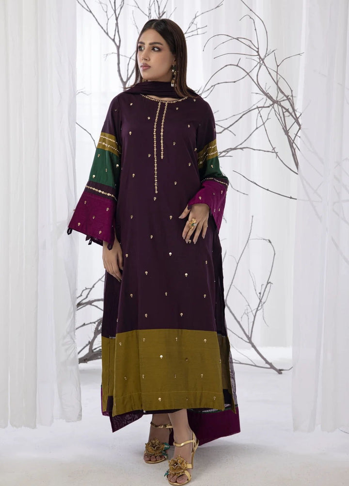 Miras Pret Embroidered Katan silk 3 Piece Ryma