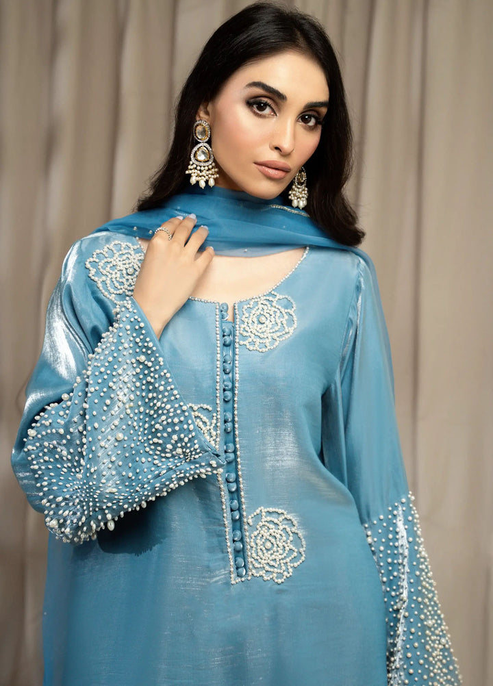Miras Pret Embroidered Sheesha silk 3 Piece Suit Opal