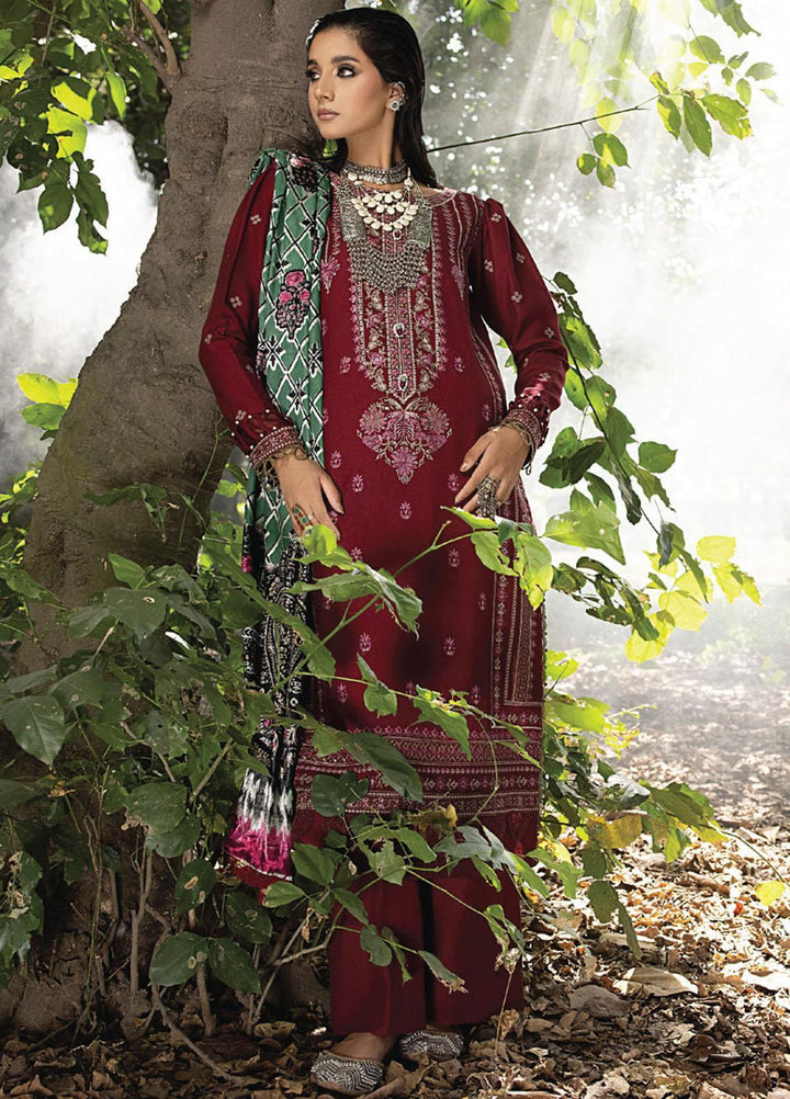 Mirk By Humdum Embroidered Wool Suits Unstitched 3 Piece HD23MK D-02 - Winter Collection
