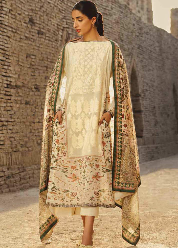 Mizaj By Tena Durrani Embroidered Lawn Suits Unstitched 3 Piece TD21M 09 Ecru - Summer Collection
