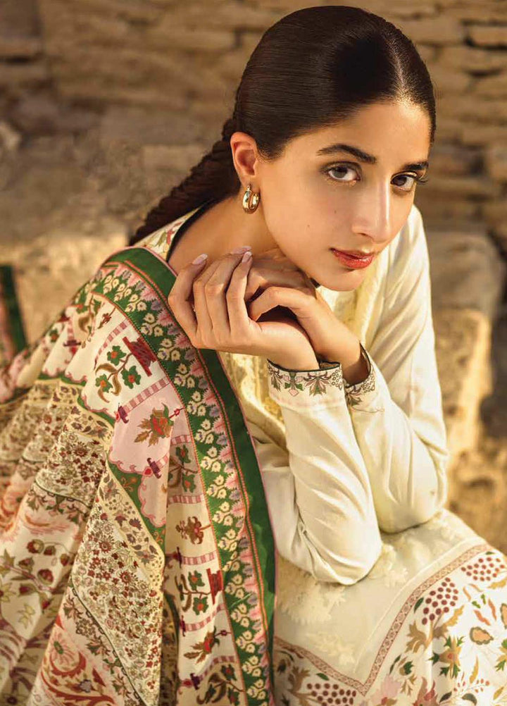 Mizaj By Tena Durrani Embroidered Lawn Suits Unstitched 3 Piece TD21M 09 Ecru - Summer Collection