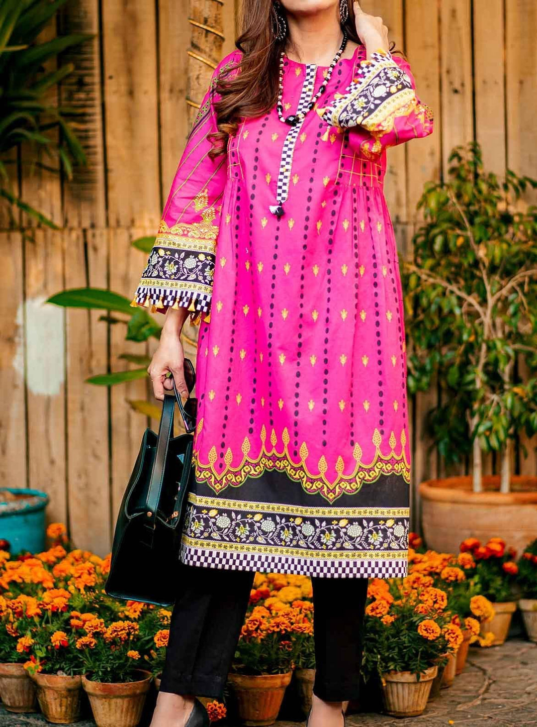 Mizaj Printed Lawn Unstitched Kurti MZ22S S1L-220125 - Summer Collection