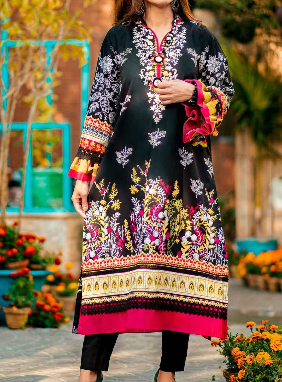 Mizaj Printed Lawn Unstitched Kurti MZ22S S1L-220127 - Summer Collection